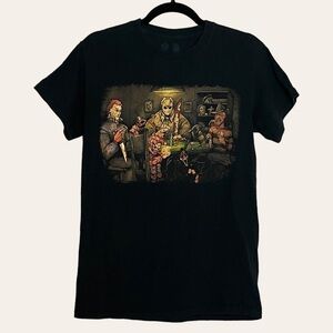 🌺 Get Down Art Halloween Slashers Playing Poker Graphic Tee Size S